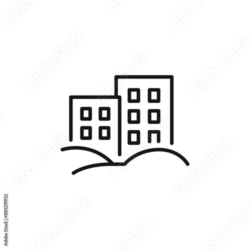 Snowfall on buildings icon. Simple snowfall on buildings icon for social media, app, and web design. Vector illustration.