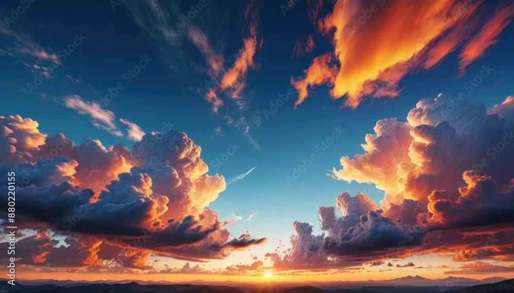 Dramatic Sunset Sky with Clouds. Dramatic Sunset Sky with Clouds.