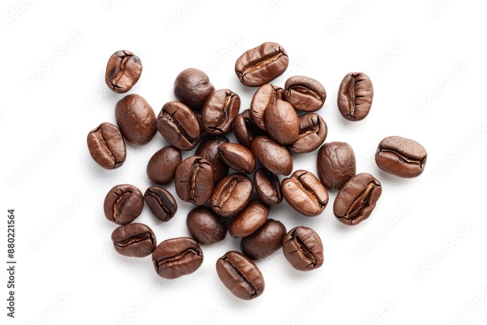 A stack of coffee beans on a clean and simple white background A stack of coffee beans on a clean and simple white background