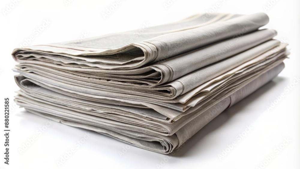 Freshly ironed, crisp, and pristine, a blank tabloid paper sits isolated on a clean white background, awaiting creative input. Freshly ironed, crisp, and pristine, a blank tabloid paper sits isolated on a clean white background, awaiting creative input.
