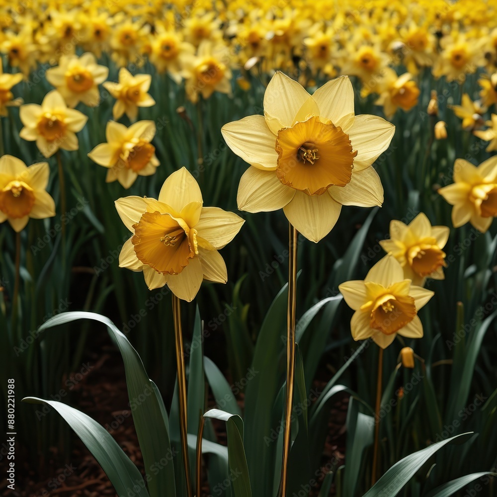 Yellow Daffodils in Bloom. Yellow Daffodils in Bloom.