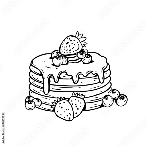 Delicious Pancakes with Berries and Syrup, a wholesome breakfast option for a delightful morning