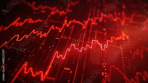 Wallpaper Mural Abstract digital chart background featuring a red stock business graph, symbolizing bankruptcy, loss, and recession in finance, as well as economic crash and crisis. Torontodigital.ca