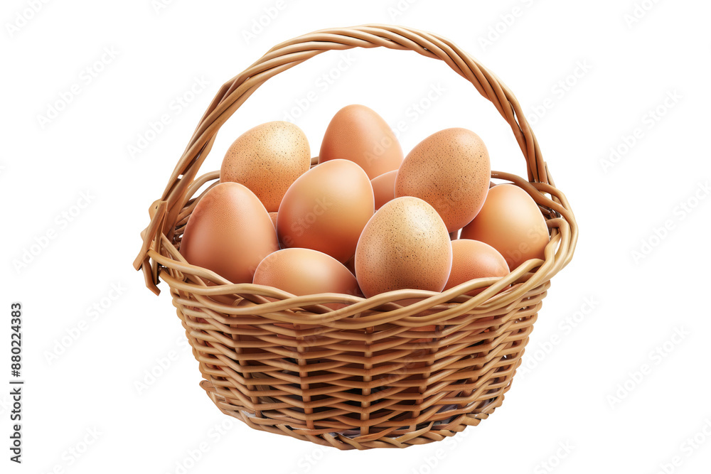 Egg in basket isolated on transparent background Egg in basket isolated on transparent background