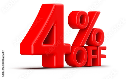 4 Percent Off Sale Red Number 3D