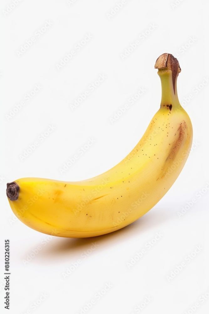 A ripe banana sitting alone on a clean white surface, perfect for food photography or illustration A ripe banana sitting alone on a clean white surface, perfect for food photography or illustration