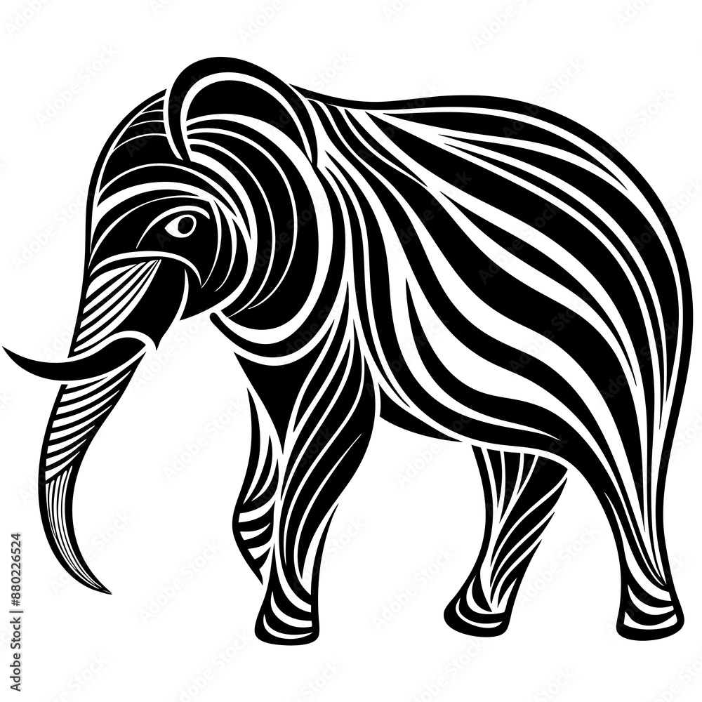Fototapeta premium minimalist elephant with flowing lines Vector Design and illustration