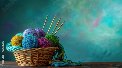 The Basket of Colorful Yarn photo