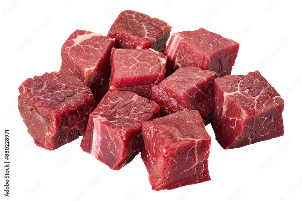 Meat beef cubes isolated on transparent background Meat beef cubes isolated on transparent background