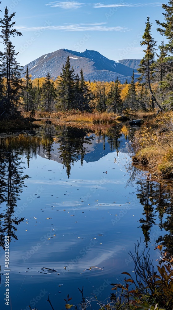 Obraz premium Autumn Mountain Reflection in Crystal Clear Lake