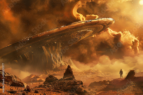 Space travelers encountering an ancient alien race