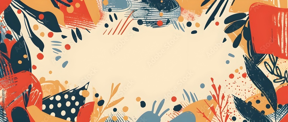 Obraz premium Memorial Day Minimalist Illustrated Border Design with Blank Space for Text or Background