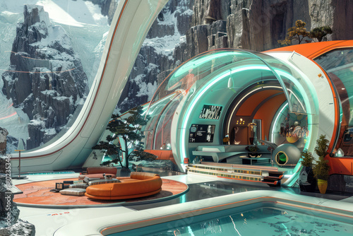 A futuristic space habitat