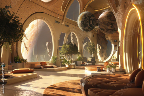 A futuristic space habitat