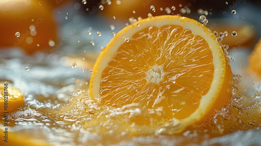 Sliced Orange Splashing in Water Sliced Orange Splashing in Water