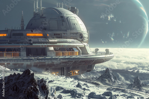 A futuristic space research facility