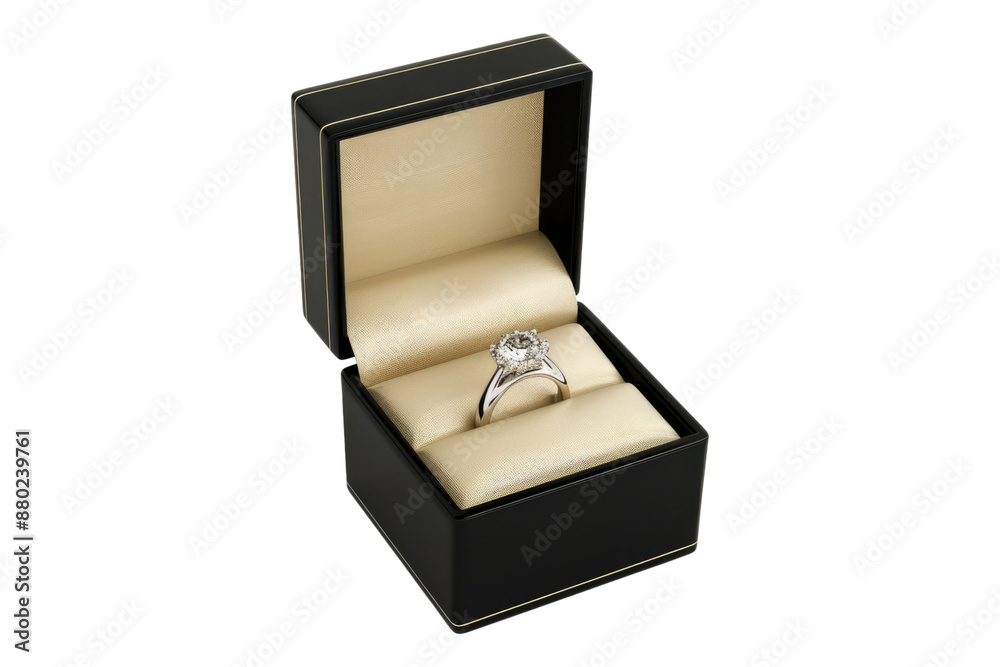 A wedding ring in a box isolated on transparent background A wedding ring in a box isolated on transparent background