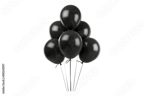 Black balloons isolated on transparent background