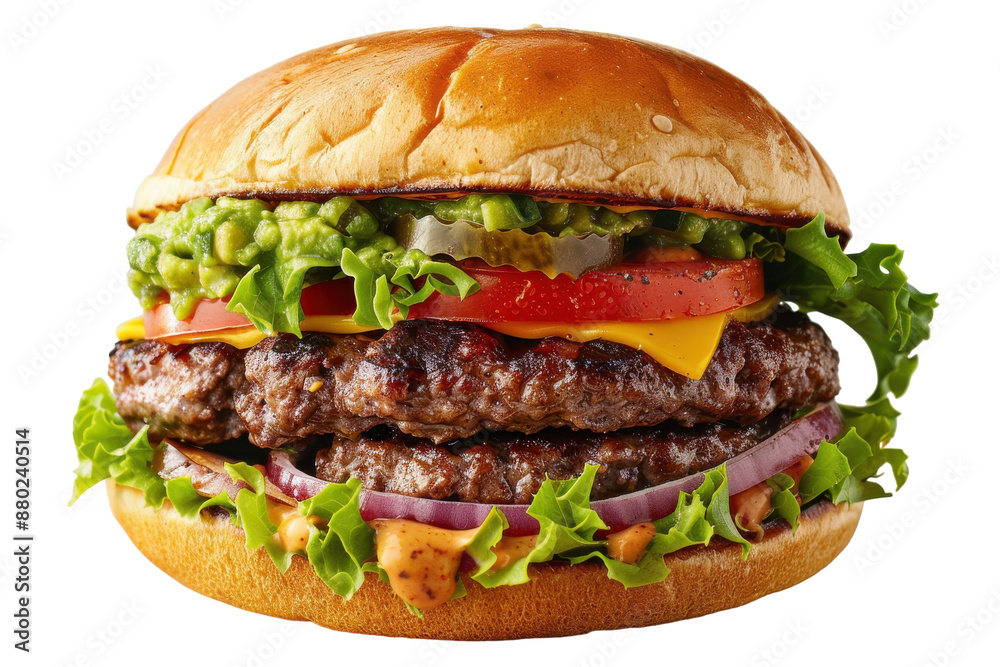 Beef Patty with Guacamole Isolated On Transparent Background Beef Patty with Guacamole Isolated On Transparent Background