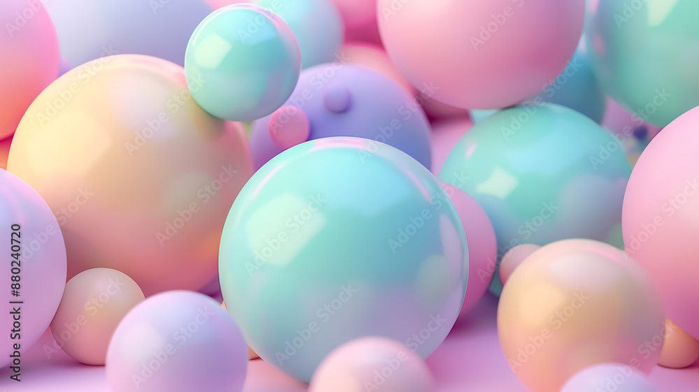 Floating spheres 3d rendering. copy space Floating spheres 3d rendering. copy space