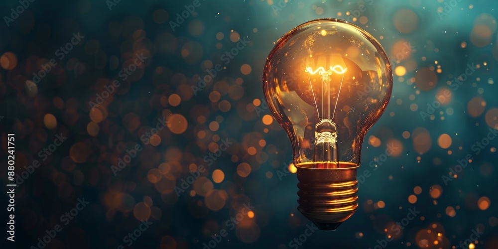 Close-Up Artistic Rendering of a Light Bulb, Symbolizing an Innovative Breakthrough and Smart Ideas. High Quality Image.