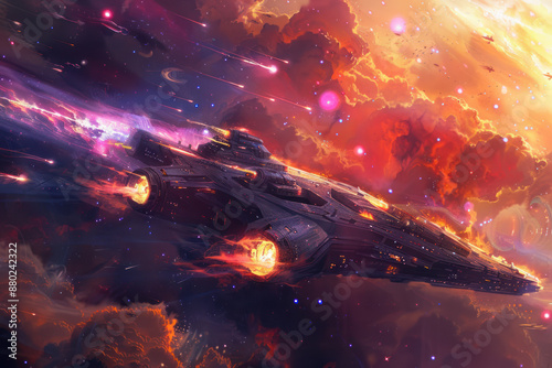 Space travelers encountering a space anomaly