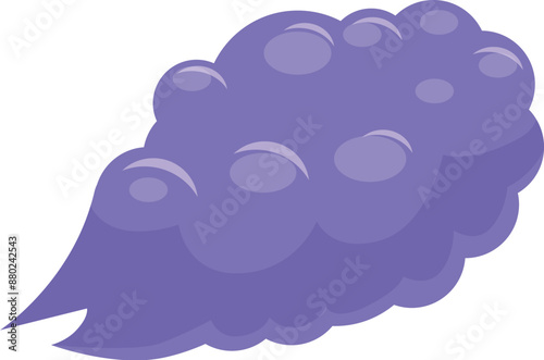 Cartoon purple cloud of smoke spreading and expanding in the air