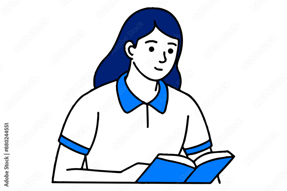 A girl is reading a book vector line art illustration
A girl is reading a book vector line art illustration