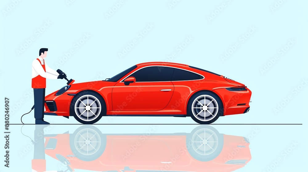 Car detailing, professional polishing car exterior, flat design illustration Car detailing, professional polishing car exterior, flat design illustration