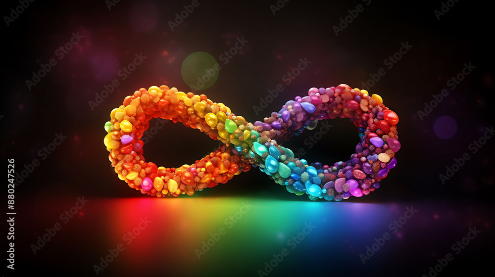 Dive into the significance of World Autism Awareness Day with a vibrant background featuring a rainbow-colored infinity symbol representing autism disorder, 