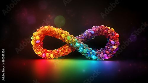 Dive into the significance of World Autism Awareness Day with a vibrant background featuring a rainbow-colored infinity symbol representing autism disorder, 