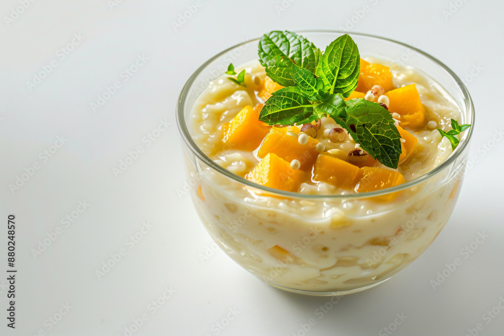 a bowl of food with a leaf on top a bowl of food with a leaf on top
