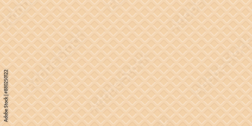 Vanilla wafer 3D seamless pattern graphic illustration. Ice cream cone texture cream color background.
