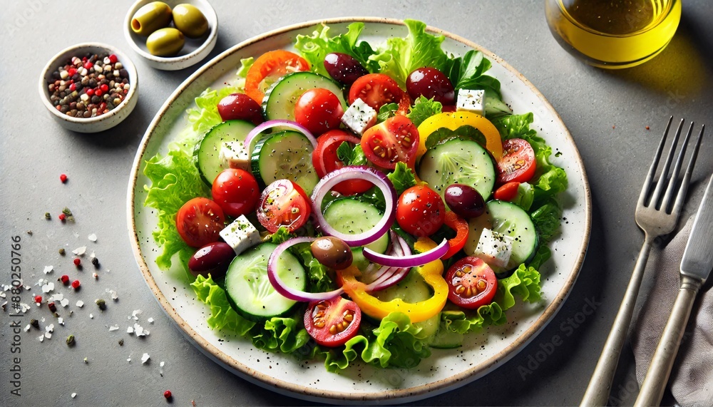 salad with cheese and olives salad with cheese and olives