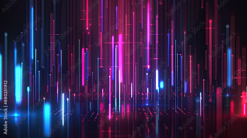 Dark mode template with neon lines, great for night-themed presentations.