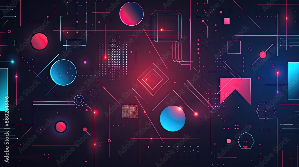 Dark mode template with neon lines, great for night-themed presentations.