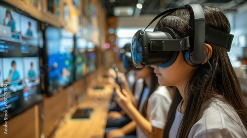 Clear photo of a virtual reality classroom in an ASEAN school, Digital economy, Virtual education