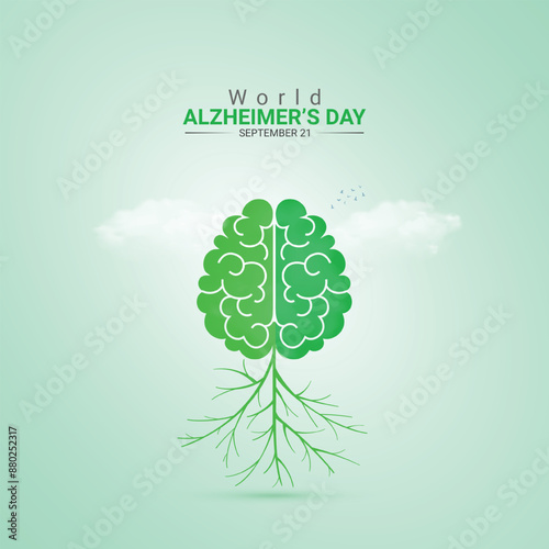 Creative Alzheimer's Day ads design. World Alzheimer's Day, Celebrated in United States in September 21th, vector, 3d illustration