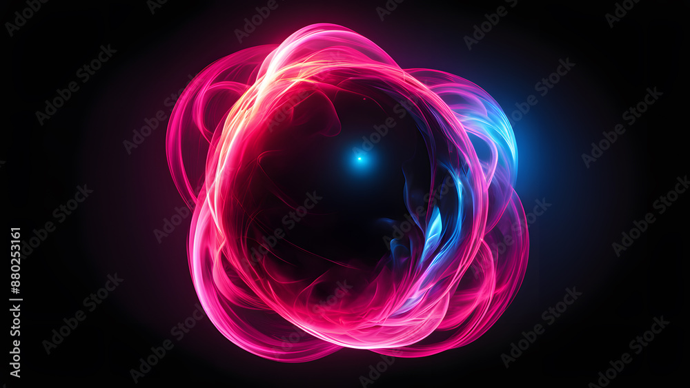 A colorful, glowing, and abstract shape with a blue dot in the center A colorful, glowing, and abstract shape with a blue dot in the center