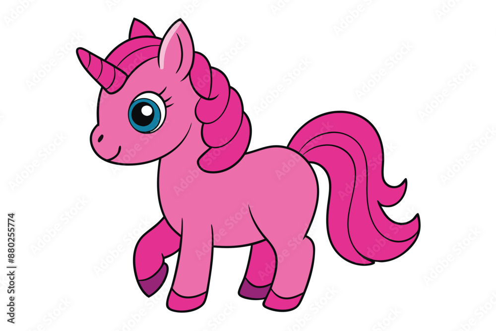 Fototapeta premium Cute Unicorn Vector Illustration: Cartoon, Clipart, and Line Art Design