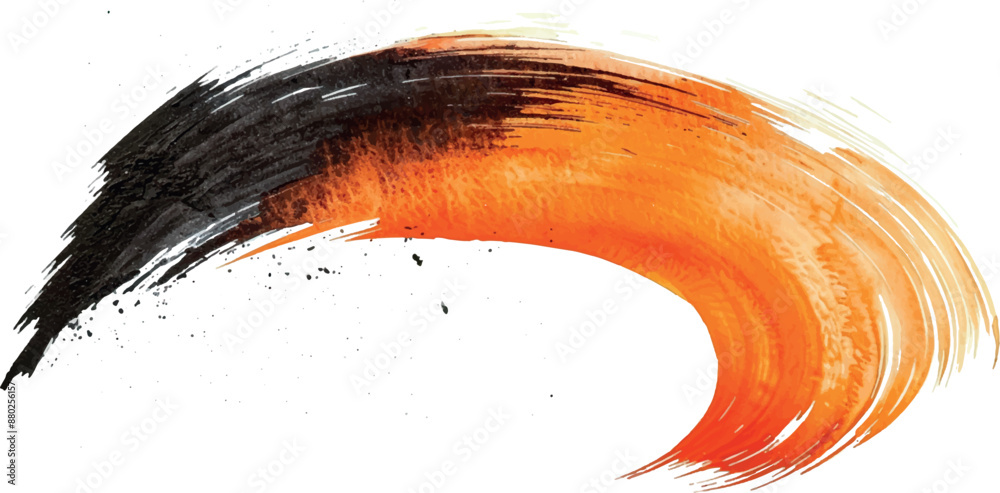 Watercolor brush strokes background, red black color, isolated, for design	

