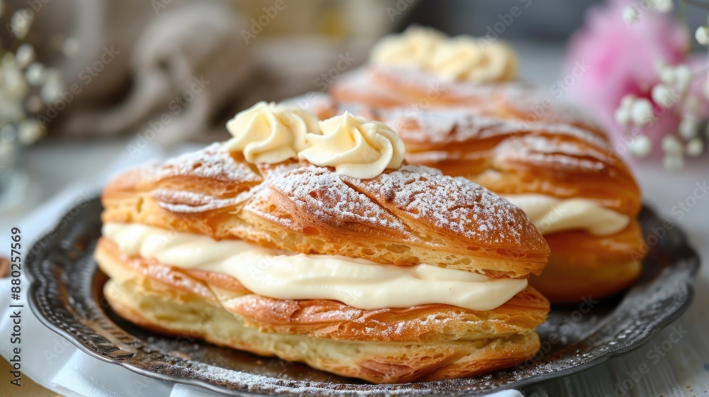Classic French eclairs filled with custard Classic French eclairs filled with custard