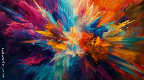 Wallpaper Mural A colorful explosion of paint splatters in the air Torontodigital.ca