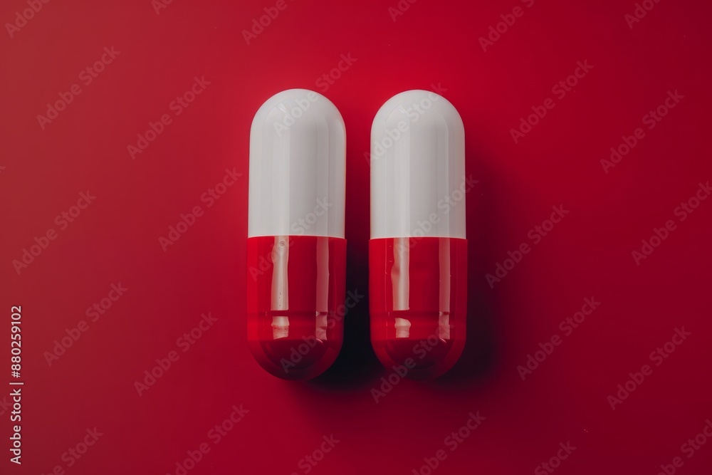 Red and white capsules, pharmaceutical concepts Red and white capsules, pharmaceutical concepts