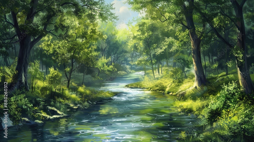 Photorealistic Summer Forest River | Summer Background | Photorealistic Photorealistic Summer Forest River | Summer Background | Photorealistic