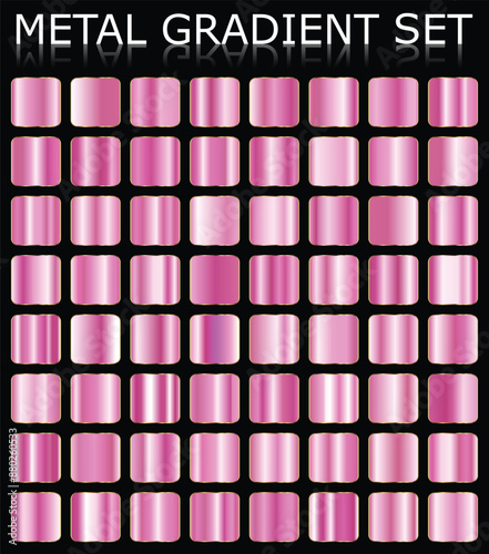 Metal pink gold gradient swatches color set