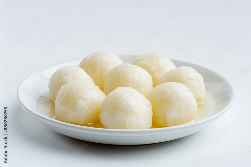 a white plate filled with balls of food a white plate filled with balls of food