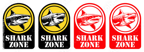 set shark zone icon sign. Safety beach territory symbol design vector illustration