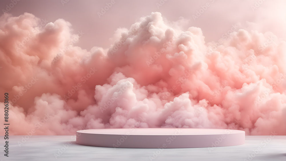 A pink cloud filled sky with a white circle in the middle A pink cloud filled sky with a white circle in the middle
