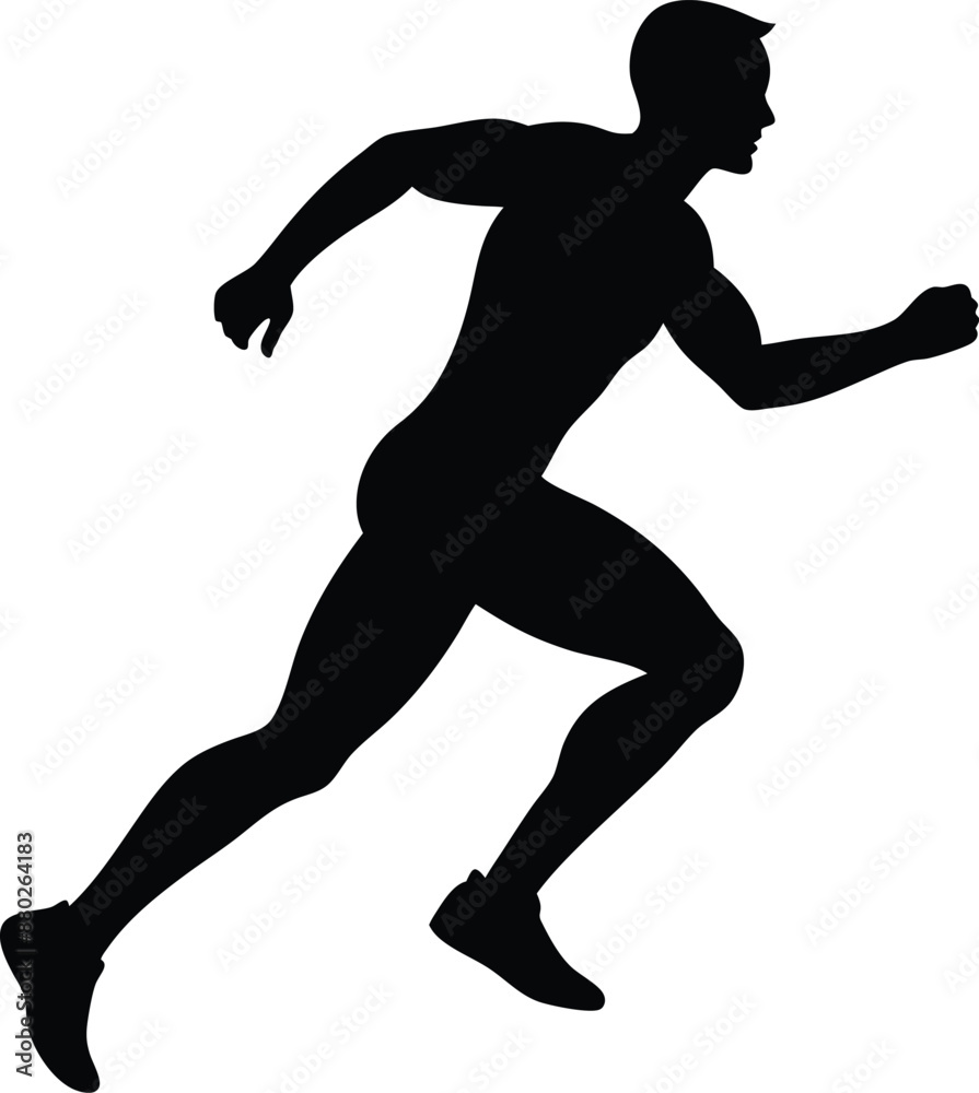 running men side view of vector runner silhouette running men side view of vector runner silhouette